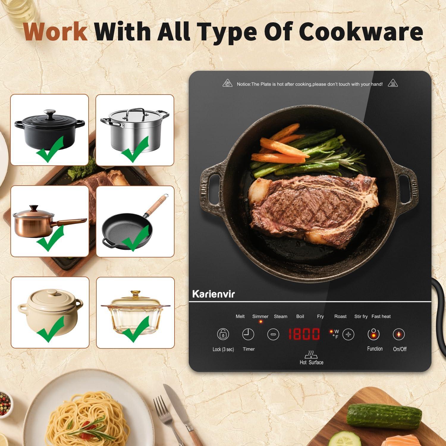 image2 Burner Electric Cooktop 110v 24 Inch Electric Stove Countertop ampamp Builtin Plugin Electrics Cooktop 8 Power Levels ampamp 8 Functions Touch Control Safety Lock Timer 2000W Karienvirsingle burner