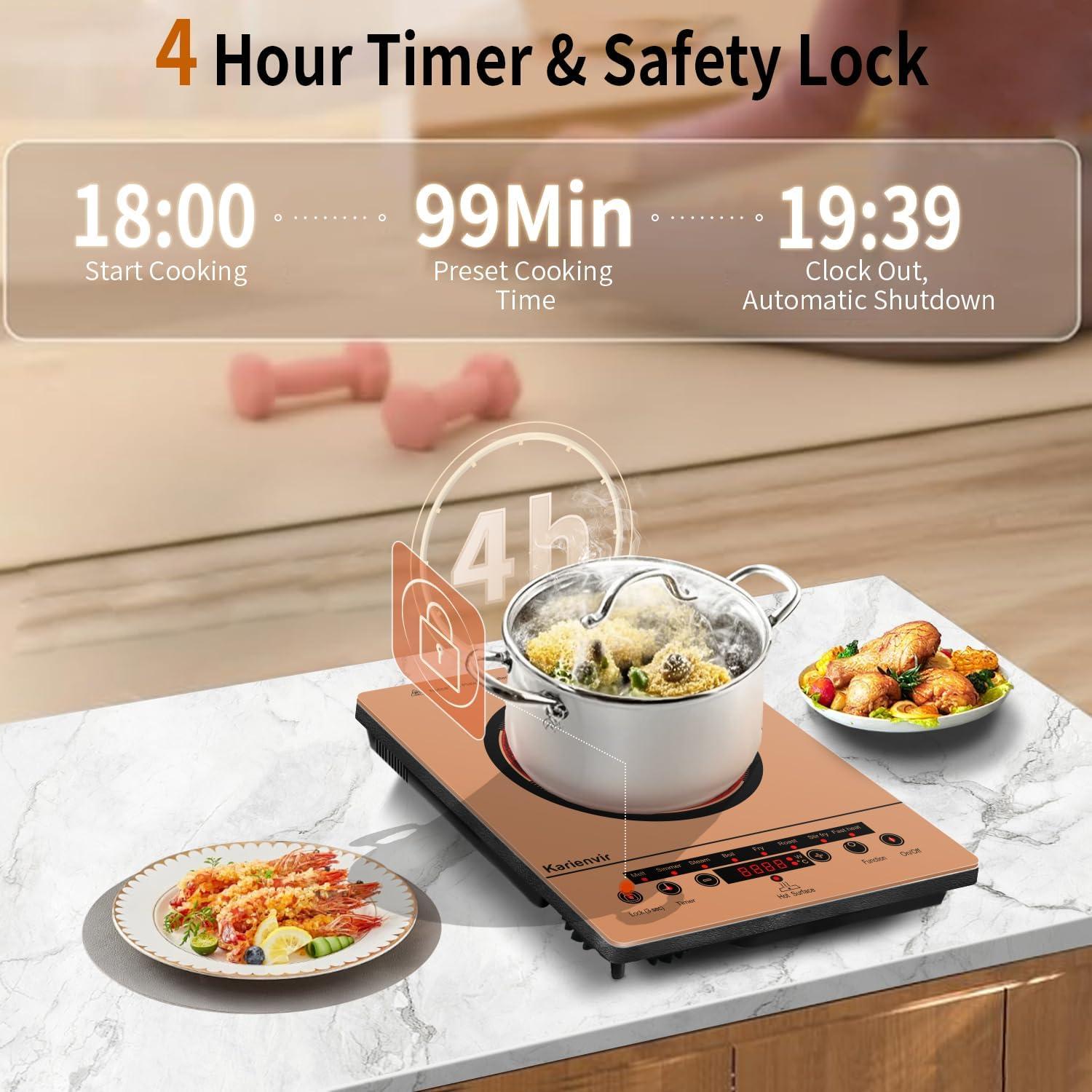image2 Burner Electric Cooktop 110v 24 Inch Electric Stove Countertop ampamp Builtin Plugin Electrics Cooktop 8 Power Levels ampamp 8 Functions Touch Control Safety Lock Timer 2000W Karienvirsingle burner orange
