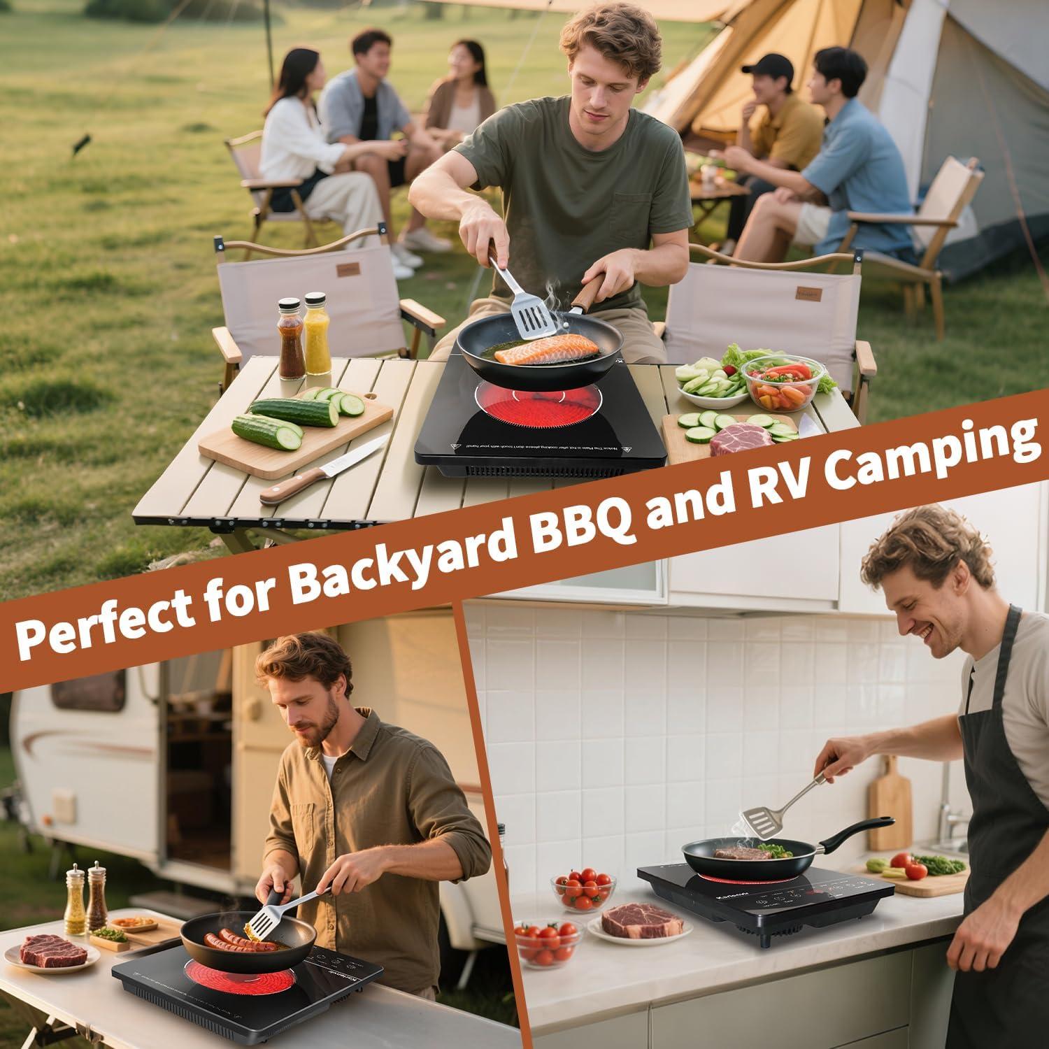 image2 Burner Electric Cooktop 110v 24 Inch Electric Stove Countertop ampamp Builtin Plugin Electrics Cooktop 8 Power Levels ampamp 8 Functions Touch Control Safety Lock Timer 2000W Karienvirsingle burner