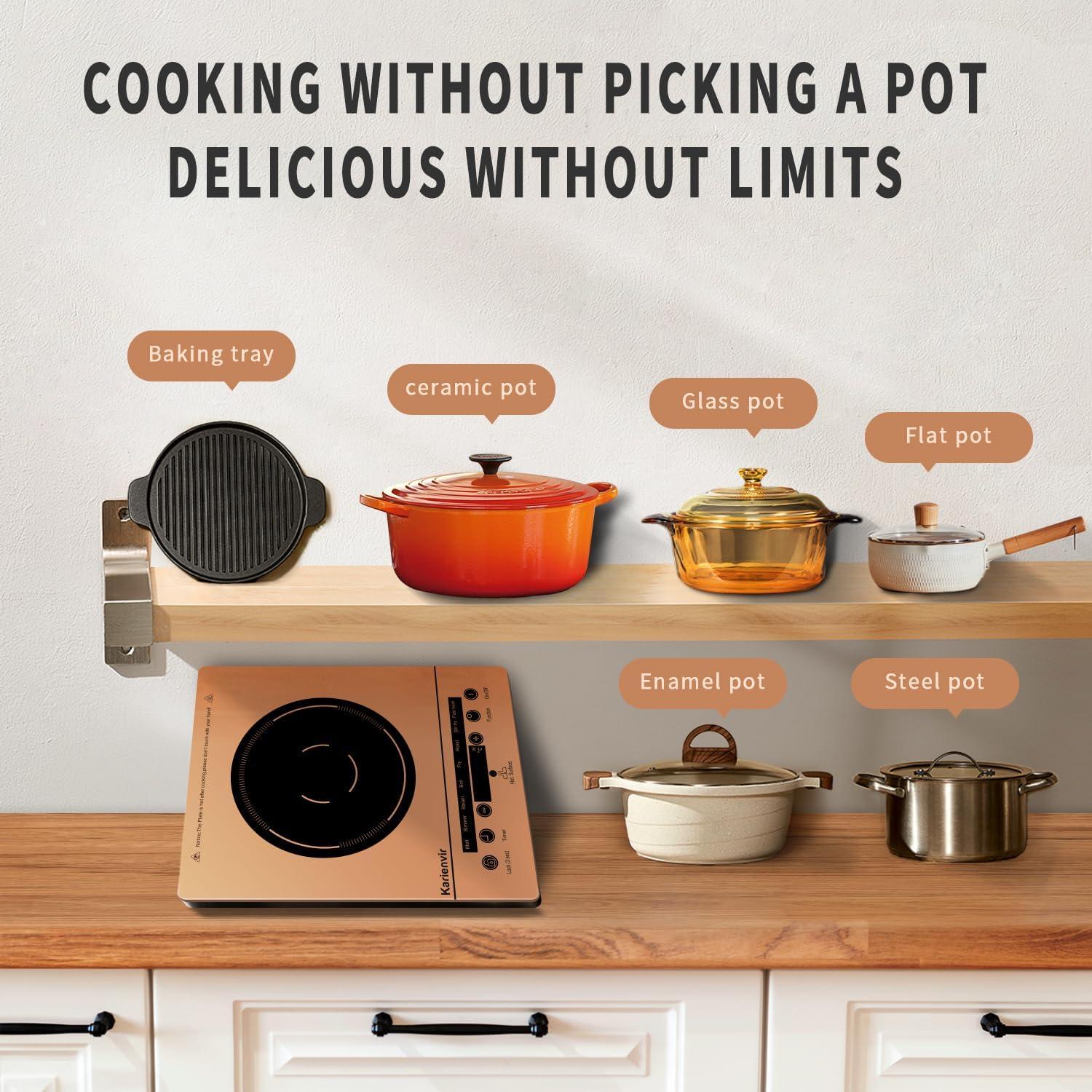 image2 Burner Electric Cooktop 110v 24 Inch Electric Stove Countertop ampamp Builtin Plugin Electrics Cooktop 8 Power Levels ampamp 8 Functions Touch Control Safety Lock Timer 2000W Karienvirsingle burner orange