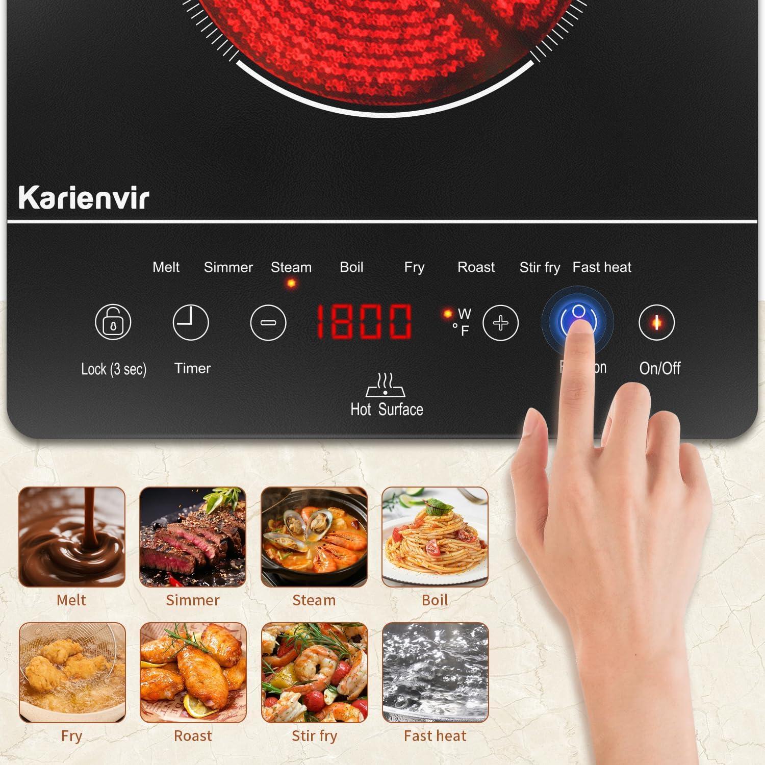 image2 Burner Electric Cooktop 110v 24 Inch Electric Stove Countertop ampamp Builtin Plugin Electrics Cooktop 8 Power Levels ampamp 8 Functions Touch Control Safety Lock Timer 2000W Karienvirsingle burner
