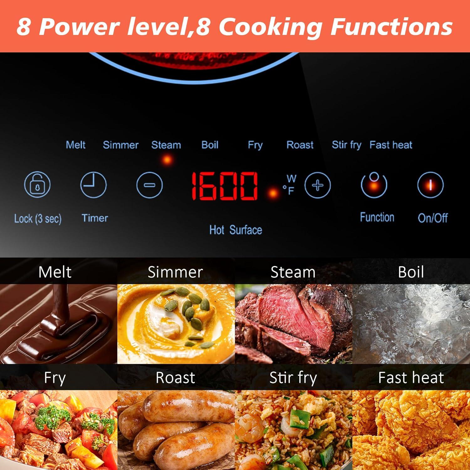 image2 Burner Electric Cooktop 110v 24 Inch Electric Stove Countertop ampamp Builtin Plugin Electrics Cooktop 8 Power Levels ampamp 8 Functions Touch Control Safety Lock Timer 2000W Karienvir24 inch blue 2 burner
