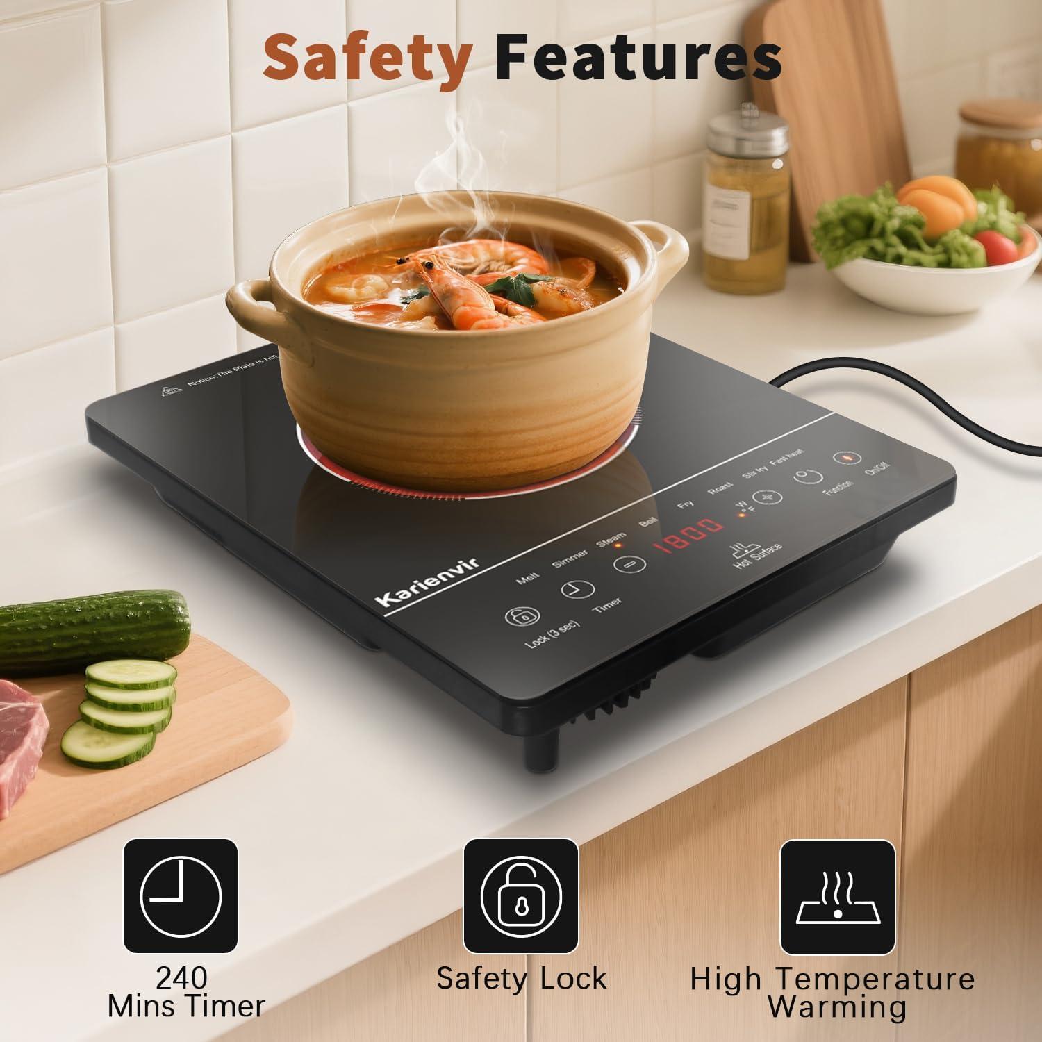 image2 Burner Electric Cooktop 110v 24 Inch Electric Stove Countertop ampamp Builtin Plugin Electrics Cooktop 8 Power Levels ampamp 8 Functions Touch Control Safety Lock Timer 2000W Karienvirsingle burner