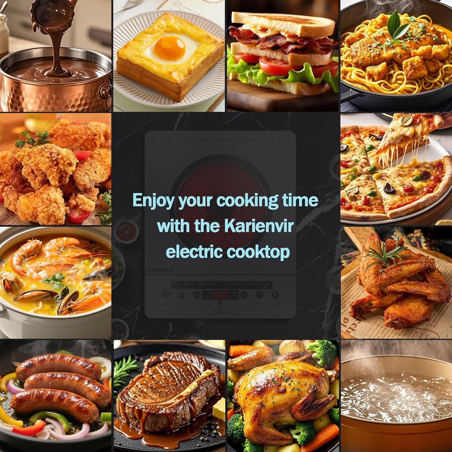 image2 Burner Electric Cooktop 110v 24 Inch Electric Stove Countertop ampamp Builtin Plugin Electrics Cooktop 8 Power Levels ampamp 8 Functions Touch Control Safety Lock Timer 2000W Karienvirsingle burner grey