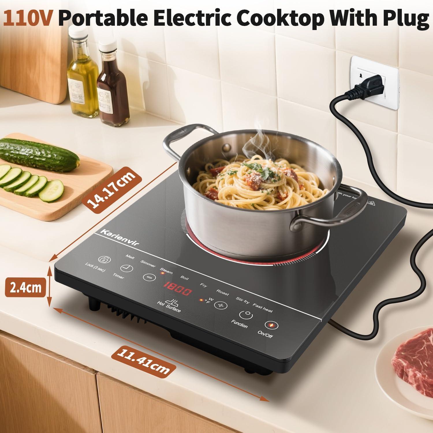 image2 Burner Electric Cooktop 110v 24 Inch Electric Stove Countertop ampamp Builtin Plugin Electrics Cooktop 8 Power Levels ampamp 8 Functions Touch Control Safety Lock Timer 2000W Karienvirsingle burner