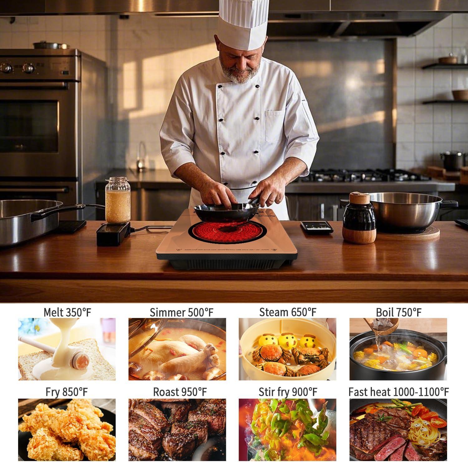 image2 Burner Electric Cooktop 110v 24 Inch Electric Stove Countertop ampamp Builtin Plugin Electrics Cooktop 8 Power Levels ampamp 8 Functions Touch Control Safety Lock Timer 2000W Karienvirsingle burner orange