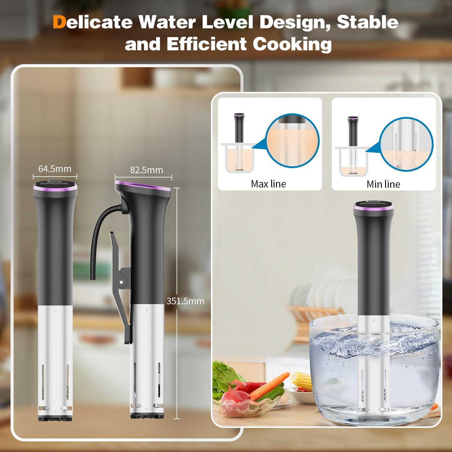 imageWIFI Sous Vide Cooker Sealable Bags Kit 1100W SousVide Cooker Immersion Circulator 109050194 Sous Vide Machine with Temperature ampamp Timer Touch Control AC120V60HzSous Vide Cooker WIFI Purple