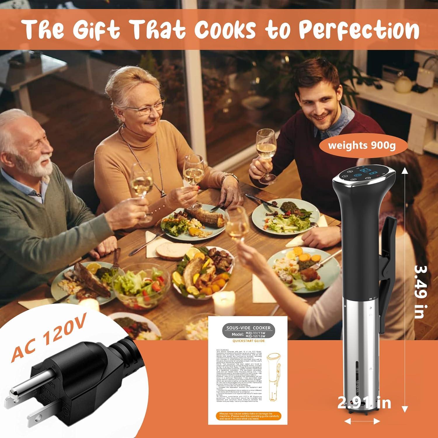 imageWIFI Sous Vide Cooker Sealable Bags Kit 1100W SousVide Cooker Immersion Circulator 109050194 Sous Vide Machine with Temperature ampamp Timer Touch Control AC120V60Hzwifi silver