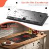 image2 Burner Electric Cooktop 110v 24 Inch Electric Stove Countertop ampamp Builtin Plugin Electrics Cooktop 8 Power Levels ampamp 8 Functions Touch Control Safety Lock Timer 2000W Karienvir24 inch blue 2 burner