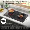 image2 Burner Electric Cooktop 110v 24 Inch Electric Stove Countertop ampamp Builtin Plugin Electrics Cooktop 8 Power Levels ampamp 8 Functions Touch Control Safety Lock Timer 2000W Karienvir24 inch blue 2 burner
