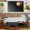 image24 Inch Electric Cooktop Built in Electrics Stove Top 4 Burner Electric Stove Touch Control 6000W 9 Power Levels Safety Lock Timer Pause Function 240V Hard WireNo Plugblack 30 inch 4 burner touch