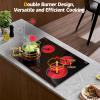 image24 Inch Electric Cooktop Built in Electrics Stove Top 4 Burner Electric Stove Touch Control 6000W 9 Power Levels Safety Lock Timer Pause Function 240V Hard WireNo Plugblack 30 inch 4 burner