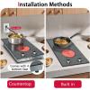 imageElectric Cooktop 24 Inch 4 Burner Electric Stove 6000W Textured Pattern 9 Power Lecels 220V240V Builtin Electrics Radiant Cooktop Knob Control Safe Lock Timer Pause12 inch drawing knob