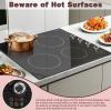 imageElectric Cooktop 24 Inch 4 Burner Electric Stove 6000W Textured Pattern 9 Power Lecels 220V240V Builtin Electrics Radiant Cooktop Knob Control Safe Lock Timer Pause24 Inch Black H03