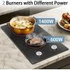 imageElectric Cooktop 24 Inch 4 Burner Electric Stove 6000W Textured Pattern 9 Power Lecels 220V240V Builtin Electrics Radiant Cooktop Knob Control Safe Lock Timer Pause12 inch grain knob