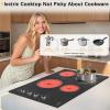 imageElectric Cooktop 24 Inch 4 Burner Electric Stove 6000W Textured Pattern 9 Power Lecels 220V240V Builtin Electrics Radiant Cooktop Knob Control Safe Lock Timer Pause30 Inch Black H03