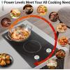 imageElectric Cooktop 24 Inch 4 Burner Electric Stove 6000W Textured Pattern 9 Power Lecels 220V240V Builtin Electrics Radiant Cooktop Knob Control Safe Lock Timer Pause12 inch grain knob