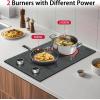 imageElectric Cooktop 24 Inch 4 Burner Electric Stove 6000W Textured Pattern 9 Power Lecels 220V240V Builtin Electrics Radiant Cooktop Knob Control Safe Lock Timer Pause12 inch drawing knob