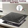 imageElectric Cooktop 24 Inch 4 Burner Electric Stove 6000W Textured Pattern 9 Power Lecels 220V240V Builtin Electrics Radiant Cooktop Knob Control Safe Lock Timer Pause24 Inch Black H03