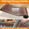 imageWarming Mat for Food 500W Upgrade Hightech Graphene Food Warming Mat Silicone Warming Tray Heating Fastly in 10s 7MM Raised Feet 6 Level Temp ampamp 6 Timer Setting Warming Tray Rollable BeigeBrown