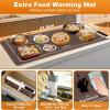 imageWarming Mat for Food 500W Upgrade Hightech Graphene Food Warming Mat Silicone Warming Tray Heating Fastly in 10s 7MM Raised Feet 6 Level Temp ampamp 6 Timer Setting Warming Tray Rollable BeigeBrown