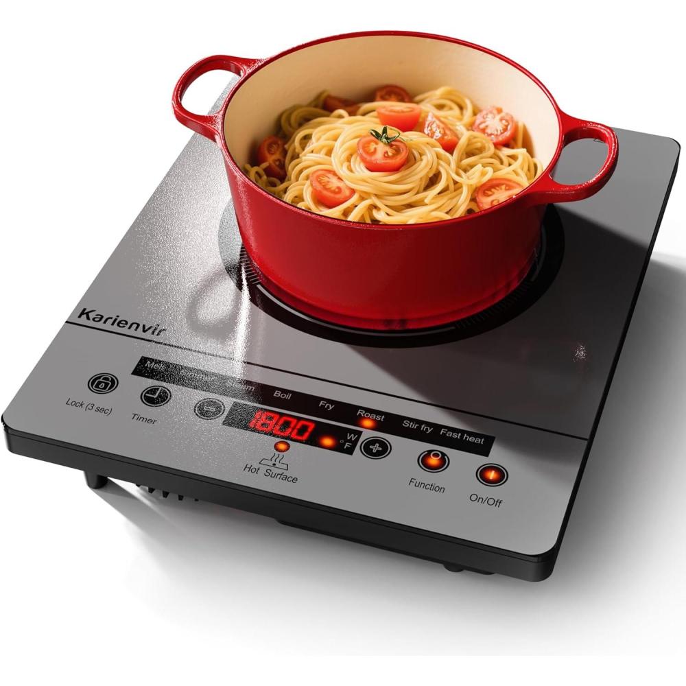 image2 Burner Electric Cooktop 110v 24 Inch Electric Stove Countertop ampamp Builtin Plugin Electrics Cooktop 8 Power Levels ampamp 8 Functions Touch Control Safety Lock Timer 2000W Karienvirsingle burner grey