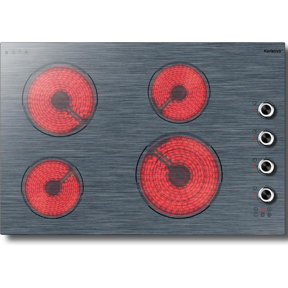 imageElectric Cooktop 24 Inch 4 Burner Electric Stove 6000W Textured Pattern 9 Power Lecels 220V240V Builtin Electrics Radiant Cooktop Knob Control Safe Lock Timer Pause30 Inch 4 Burner Black 207