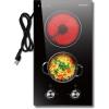 imageElectric Cooktop 24 Inch 4 Burner Electric Stove 6000W Textured Pattern 9 Power Lecels 220V240V Builtin Electrics Radiant Cooktop Knob Control Safe Lock Timer Pause12 inch black knob