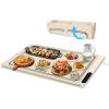 imageWarming Mat for Food 500W Upgrade Hightech Graphene Food Warming Mat Silicone Warming Tray Heating Fastly in 10s 7MM Raised Feet 6 Level Temp ampamp 6 Timer Setting Warming Tray Rollable BeigeBeige