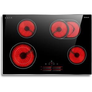 image24 Inch Electric Cooktop Built in Electrics Stove Top 4 Burner Electric Stove Touch Control 6000W 9 Power Levels Safety Lock Timer Pause Function 240V Hard WireNo PlugBlack 4 burner 30 inch