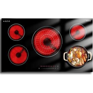 image24 Inch Electric Cooktop Built in Electrics Stove Top 4 Burner Electric Stove Touch Control 6000W 9 Power Levels Safety Lock Timer Pause Function 240V Hard WireNo PlugBlack 36 Inch Slide control