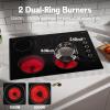 image30 Inch Electric Cooktop 5 Burner Karienvir 8600W Builtin Electric Stove Top Cooktop 30 with Doublering Burner Knob amp Touch Control 9 Power Levels Timer Safety Lock 220V240V Hard Wire30 Inch 5 Burner