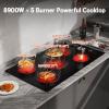 image30 Inch Electric Cooktop 5 Burner Karienvir 8600W Builtin Electric Stove Top Cooktop 30 with Doublering Burner Knob amp Touch Control 9 Power Levels Timer Safety Lock 220V240V Hard Wire36 Inch 5 Burner