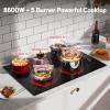 image30 Inch Electric Cooktop 5 Burner Karienvir 8600W Builtin Electric Stove Top Cooktop 30 with Doublering Burner Knob amp Touch Control 9 Power Levels Timer Safety Lock 220V240V Hard Wire30 Inch 5 Burner