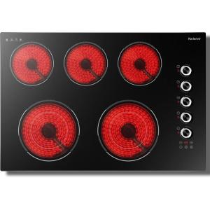 image30 Inch Electric Cooktop 5 Burner Karienvir 8600W Builtin Electric Stove Top Cooktop 30 with Doublering Burner Knob amp Touch Control 9 Power Levels Timer Safety Lock 220V240V Hard Wire30 Inch 5 Burner