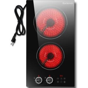 image30 Inch Electric Cooktop 5 Burner Karienvir 8600W Builtin Electric Stove Top Cooktop 30 with Doublering Burner Knob amp Touch Control 9 Power Levels Timer Safety Lock 220V240V Hard Wirewhite knob and touch